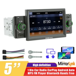 5" 1Din mit  Carplay/Android Auto Autoradio Navi Touchscreen Bluetooth FM s - Picture 1 of 23