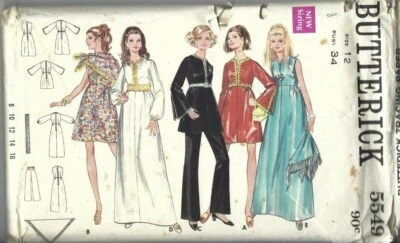 Butterick Sewing Pattern 5549, Vintage Evening Dress, Pants, Scarf, Size 12 - Image 1 of 2