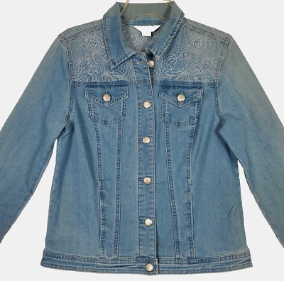Christopher & Banks Women's Denim Jacket Size M Blue Long Sleeve Button Front... - Image 1 of 4