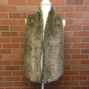 Tart Collections women’s vest size medium brown faux fur sleeveless open front - Picture 1 of 6