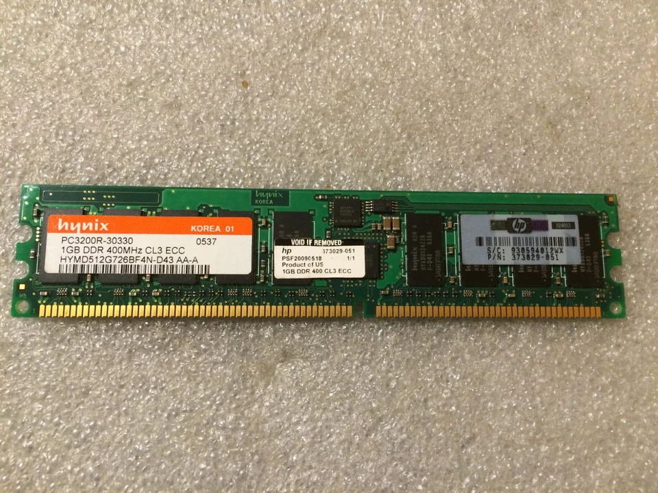 Memoria DDR ECC Hynix HYMD512G726BF4N-D43 AA-A 1GB PC3200 400MHz CL3 184-Pin - Immagine 1 di 1