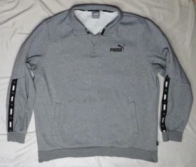 CAMISA PUMA HOMBRE XL GRIS JASPEADO 1/4 CREMALLERA POLAR LS CANGURO BOLSILLO PESO PESADO Foto 1 de 4