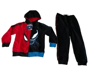 Marvel Spiderman Zip Hoodie Pant Set Boys Size M 8 Multicolor Stretch 2 Piece - Picture 1 of 21