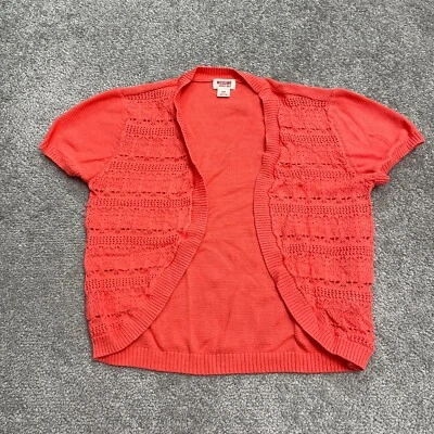 Cárdigan Mossimo Abierto Suéter Juniors Naranja Tejido Manga Corta Algodón Elástico Foto 1 de 4