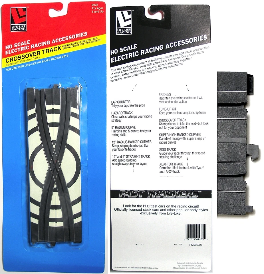 4 LIFE-LIKE Slot Car 9" Recto Criss Cross Over Lane Changer Track 9925 ¡BRILLA! Foto 1 de 1