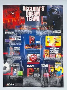 1994 Sega Genesis Promo Poster Acclaim's Dream Team Simpsons Mortal Kombat NBA - Picture 1 of 12