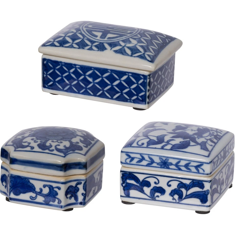 A&B Home AV2096-DS Leith Blue-and-White Decorative Decorative Box Blue / White - Image 1 of 1