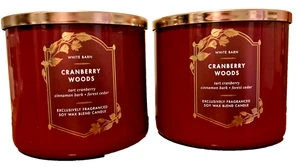 CRANBERRY WOODS LARGE CANDLE 3 WICK 14.5 OZ BATH BODY WORKS FALL RED SET 2 - Picture 1 of 2