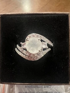 Bomb Party Ring Sz 10 RBP8621 “Bask In Every Moment” White Agate/Rhodium - Picture 1 of 6