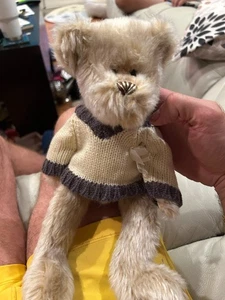 SWEET LITTLE TEDDY BEAR 13 INCHES TALL MADE BY PROGRESSIVE PLUSH cream SWEATER - Picture 1 of 7