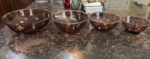 Set Of 4 Vintage PYREX Cranberry Purple Nesting Mixing Bowls #322 323 325 326 - Picture 1 of 10