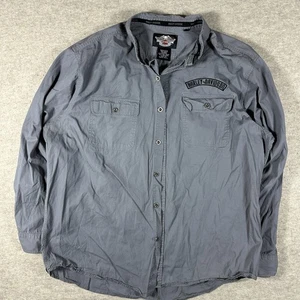 Harley Davidson Mens XXL Long Sleeve Button Up Shirt Biker Embroidered Rare - Picture 1 of 8