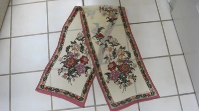 #19 Vtg Oscar De La Renta Accessory Street Silk Floral Scarf 44" x 9 3/4" Japan - Image 1 of 4