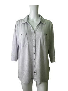 Marble Shirt  Top Size 4 Silver Button Down Stretch Womens NEW EU 32 RRP £53 - Picture 1 of 13