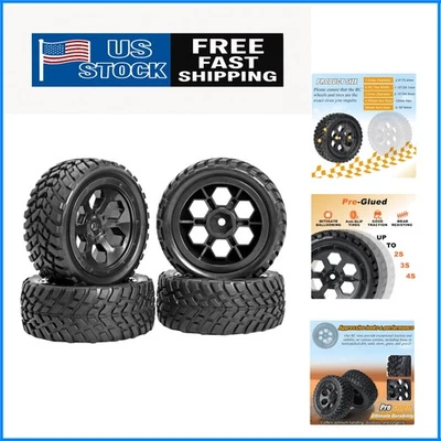 Durable 1/14 1/16 RC Tires & Wheels - 72.4mm Diameter, Perfect for Street Racing - Image 1 of 4