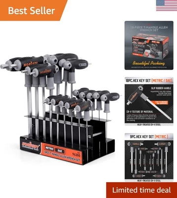 Juego de llaves ergonómicas de mango en T de 18 piezas para par preciso - dimensiones métricas y SAE Foto 1 de 4