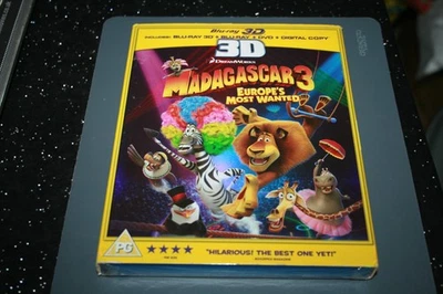 Madagascar 3 - Europe's Most Wanted (Blu-ray 3D + 2D + DVD, 2013) New. Cert PG. - Image 1 of 2