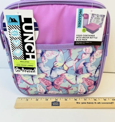 Bolsa de almuerzo aislada Arctic Zone Butterflies, caja de comida, botella y bolsa de hielo. ¡Nuevo! Foto 1 de 4