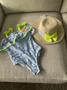 Tommy Bahama Kids Swimsuit W/matching Hat Size 6 - Picture 1 of 3