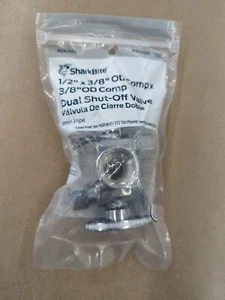 SHARKBITE 1/2" X 3/8" OD COMPRESSION X 3/8" OD DUAL SHUT OFF VALVE - 1642683 - Picture 1 of 10