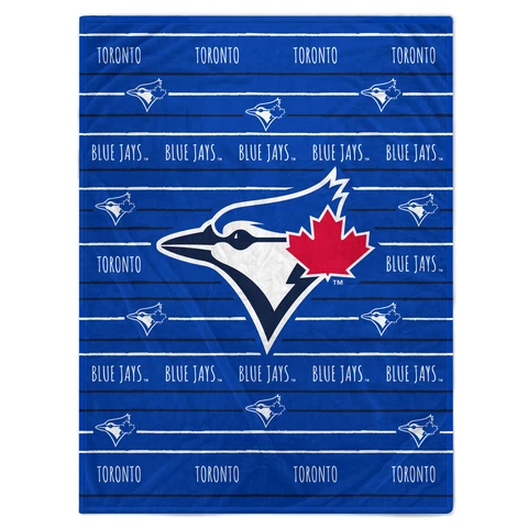 Toronto Blue Jays 60'' x 80'' Logo Stripe Flannel Fleece Blanket Cover
