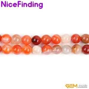 Cuentas sueltas redondas naturales de ágata naranja Botswana para hacer joyas charka de 15" - Imagen 1 de 38
