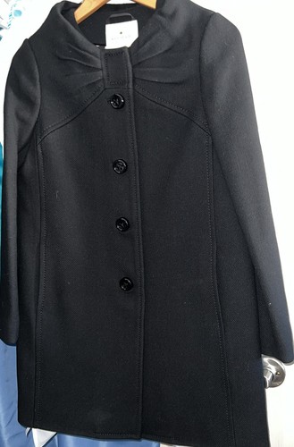 Cappotto Kate Spade Etta lana nera con disegno fiocco vintage scollo pea 4 BARBIE