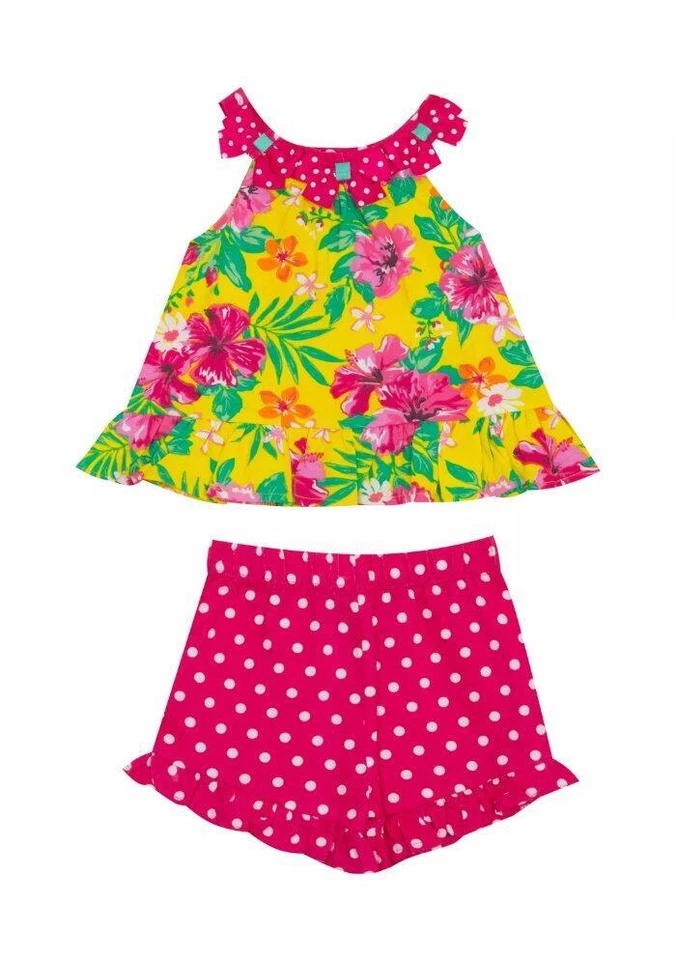 EDICIONES RARAS Niña 5 Estampado Floral y Lunares 2 Piezas Conjunto de pantalones cortos nuevo con etiquetas Foto 1 de 1