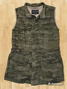 Sanctuary Womens Front Zip Crew Neck Camouflage Vest Jacket Green Size Small - Picture 1 of 8