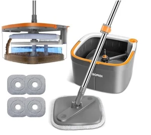1. Spin Mop & Bucket Set with Separate Dirty Water – Deep Clean Floors & Walls - Picture 1 of 6