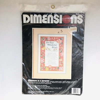 NEW Vintage Marriage Is A Tapestry Dimensions Stamped Cross Stitch Kit 3107 - Image 1 of 4