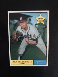 1961 TOPPS #496 KEN MacKENZIE MILW BRAVES— CREASE FREE HIGH #💥*** (wph)