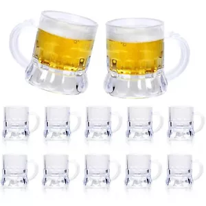 12 Pcs 1oz Mini plastic Beer Mug Shot Glasses for Birthday Wedding Party BBQ - Picture 1 of 8
