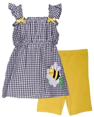 NEW Bonnie Jean Girls Size 6X "YELLOW BLACK BEE" Seersucker Top Bike Shorts NWT - Image 1 of 4