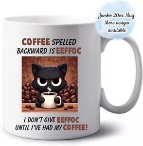 Coffee Spelled Backwards Eeffoc Jumbo 20oz Coffee Mug Name Cup Joke Funny Gifts - Foto 1 di 15