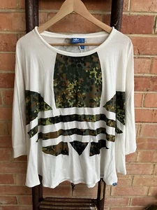 Adidas Originals Womens Size 8 Trefoil Camo Tee Batwing T-Shirt BNWT - Picture 1 of 6