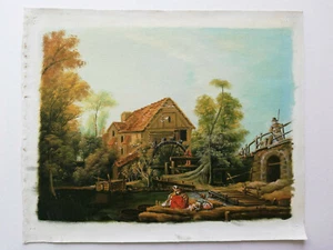 Dipinto a Olio Mulino ad Acqua Mano Tela Autografato H. Lene (Articolo N.107-1 ) - Picture 1 of 3