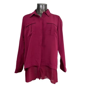 Top para mujer Soft Surroundings abotonado vino morera capas Lagenlook M - Imagen 1 de 7