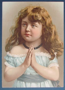 Original 1880er Jahre „ KIND IM GEBET “ Chromolithographie Druck - Bild 1 von 2