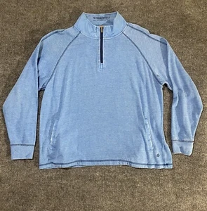 Margaritaville 1/4 Zip Up Sweater Blue Sweatshirt Long Sleeve Pockets Mens L - Picture 1 of 13