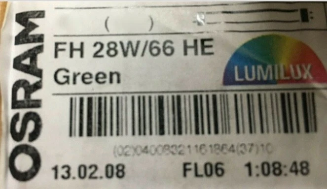 Osram Fluorescent Lamp T5 HE 28/66 Green Lumilux Green Base G5 - Image 1 of 1