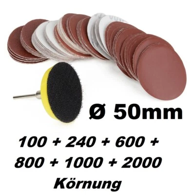 62 tlg Teller Schleifpapier Ø 50mm Set 100-2000 Korn Dremel Proxxon Sandpapier