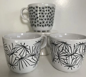 Ikea Maria Vinka Ungdom Black & White Starburst Coffee Mug Tea Cup 7 oz 3 Cups - Picture 1 of 5