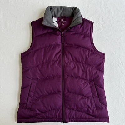 全新 Lands End Down Puffer 背心 女式 XS 2 4 葡萄酒 紫色 — 第 1/4 张图片