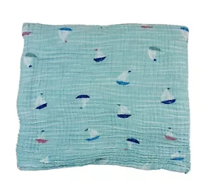 Aden + Anais Blue Making Waves Segelboot Babydecke Swaddle Musselin Baumwolle Lovey - Bild 1 von 9