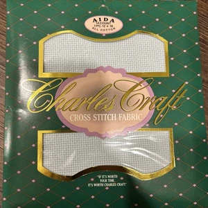 New Charles Craft Cross Stitch Fabric Aida LT. BLUE #2018273 Cotton 14ct. 12x18 - Picture 1 of 4