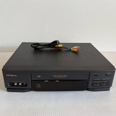Видеомагнитофон Hitachi VT-F391A 4 головки HiFi стерео с кабелем RCA протестирован/работает - Изображение 1 из 4