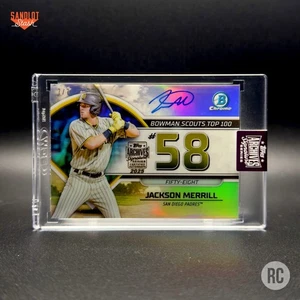 2025 Topps Archives Auto Jackson Merrill 2023 Bowman Chrome Top 100 - /7 RC - Picture 1 of 2