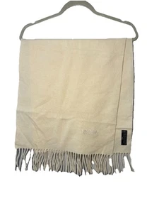 MOSCHINO Fringe Trim Extra fine MERINO WOOL Winter Scarf Made Italy Cream 15x71” - Picture 1 of 10
