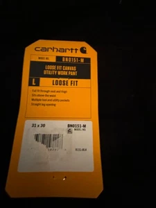 Carhartt Men's Canvas Work Dungaree Black Pants BN015-M Size 31 x 30 Loose Fit - Picture 1 of 4
